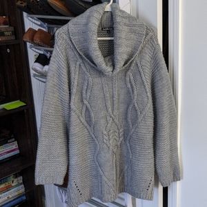 Grey knit cowl neck sweater